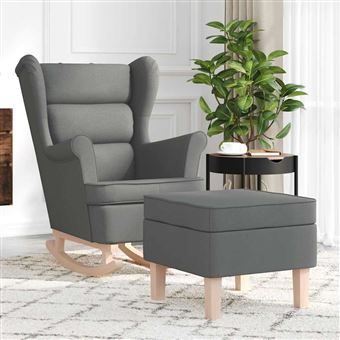 Cadeira de baloiço com banco para pés vidaXL | tecido cinzento-escuro - 1