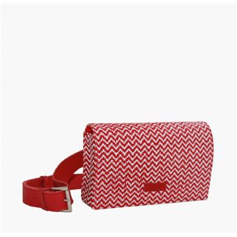 Mala de Cintura Bi-Joy Lurdes em Ráfia Espiga e Pele Vermelha - 1