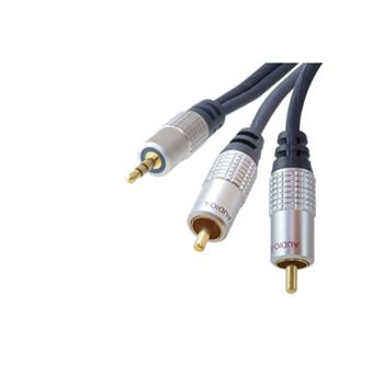 cabo de áudio shiverpeaks sp-PROFESSIONAL  5 m 3.5mm 2 x RCA Azul, Cromo - 1