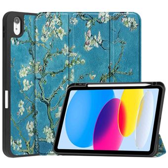 Capa PU à prova de choque, função de ativação/desativação automática com suporte e slot Magunivers para caneta Magunivers para iPad 10.9 (2022) - Flor de ameixa - 1