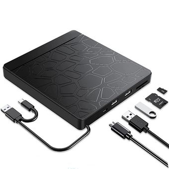 Gravador de DVD Externo USB-C 5 em 1 V-REEL QT08 com Leitor de Cartões e CD para PC/Notebook - 1
