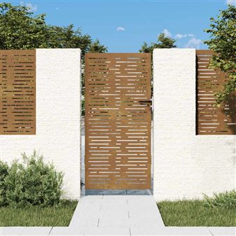 Portão de jardim vidaXL | 85x200 cm | Aço corten design quadrados - 1