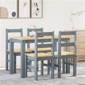 Conjunto de jantar vidaXL Panama | 5 Peças | madeira pinho maciça cinzento - 1