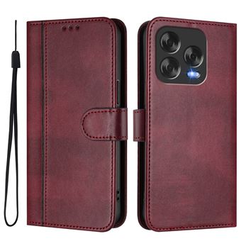 Capa FOXDOCK para ZTE Blade V70 Vita/Nubia V70 Design | Estilo Vintage | TPU com Textura de Pele Antiderrapante | Compartimentos para Cartões e Suporte | Vermelho - 1