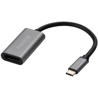 Adaptador de Cabo de Vídeo Sandberg USB-C to DisplayPort Link | Cinzento - 1