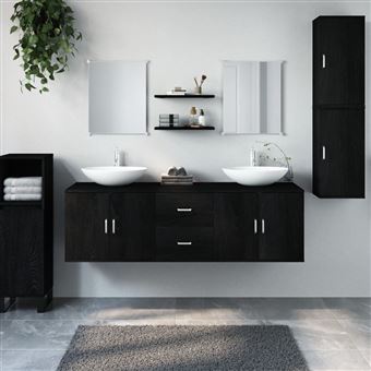 3190230 vidaXL 3 pcs conjunto móveis casa de banho derivados de madeira  preto