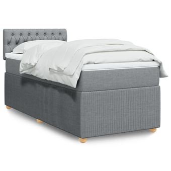Cama com molas e colchão vidaXL | 90x190 cm | tecido cinzento-claro - 1
