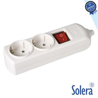 Tomada Eléctrica Solera com 2 Saídas Schuko Interruptor - 1