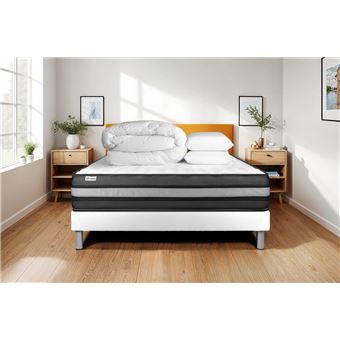 Conjunto de Cama Completo Vitalit Vital Power Zen | Colchão 140x200 cm + estrado de molas com ripas (kit) + 2 almofadas + edredão - 1