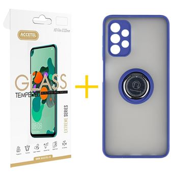 Pack 1 x Película de Vidro Temperado 2.5D + Capa Accetel Samsung Galaxy A23 5G Gel Bumper Ring - Azul - 1