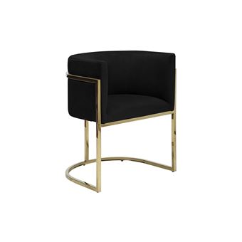 Conjunto de 2 Cadeiras Vente Unique PERIA com apoios de braços | Veludo e metal | Preto e dourado - 1
