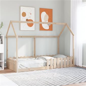 Cama infantil em formato de casa vidaXL | 90x190 cm | madeira de pinho maciça - 1