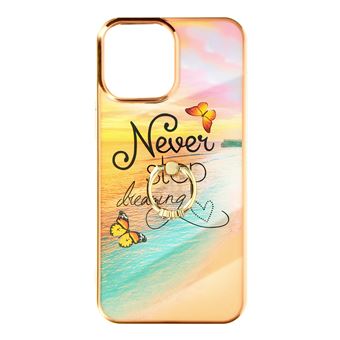 Capa Avizar para Apple Iphone 12 Bi-Material com Padrão Praia Anel de Suporte - Laranja - 1