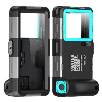 Capa Subaquática FLOODKING para iPhone 7 / 8/7 Plus/8 Plus – 15m à Prova d’Água, Mergulho & Neve,Preto Azul - 1