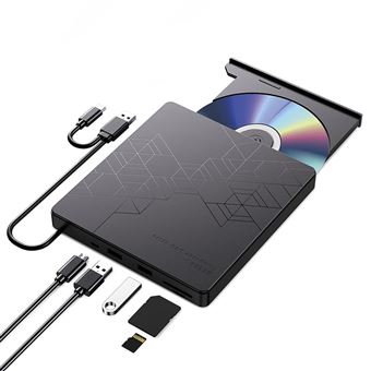 Gravador de DVD Externo USB-C 5 em 1 V-REEL QT09 com Leitor de Cartões e CD para PC/Notebook - 1