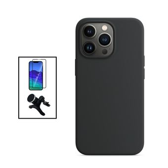 Kit Phonecare Película de Vidro Temperado 5D Full Cover + Capa Silicone Líquido + Suporte Magnético de Carro Reforçado para Apple iPhone 14 Pro Max - Preto - 1