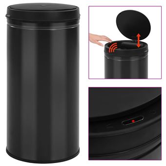 Caixote do Lixo com Sensor Automático vidaXL 70 L aço carbono preto - 1