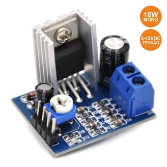 Kit Modulo Amplificador Áudio 18W Mono 6-12V - 1