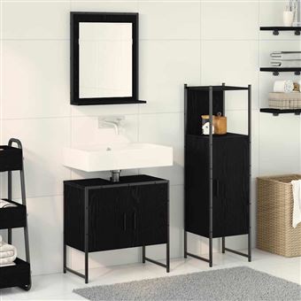 Conjunto de Móveis para WC vidaXL | 3 Peças | Preto | 33 x 33 x 102.5 cm - 1