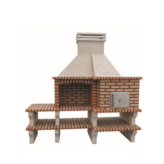 Churrasqueira com bancada ARTICIMENTOS BBQ OVEN | produzida em tijolo e cimento refratário | com forno em barro | 242x90x240cm - 1