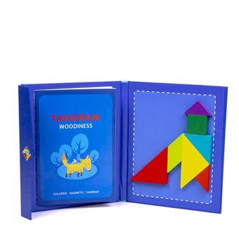 Livro com Tangram Magnético de Madeira | Inclui 96 Desafios - Azul - 1