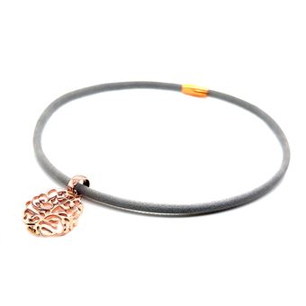 Fio de Pele Vegan Woo's pure feelings de 39cm | Medalha LIFETREE de 2,3 cm | Aço Dourado Rosa - 1