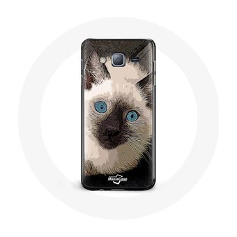 Capa Maniacase para Samsung Galaxy J3 Gato Siamês Preto Branco Com Olhos Azuis - 1