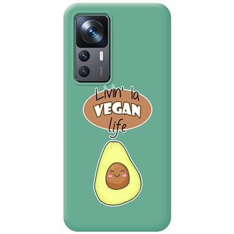 Capa Tumundosmartphone de silicone líquido verde para Xiaomi 12T / 12T Pro 5G desenhos de design  Vegan Life - 1