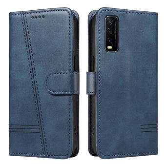 Capa FOXDOCK para VIVO Y20/Y20S/Y20A | Fecho Magnético | Compartimentos para Cartões e Suporte | Pele PU | À Prova de Choque | Azul - 1