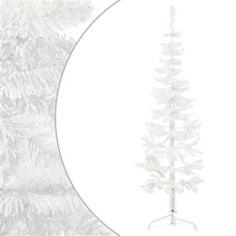 Meia árvore de Natal fina com suporte vidaXL | 150 cm | branco - 1