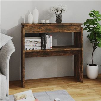 Mesa consola vidaXL 80x30x80 cm derivados de madeira carvalho fumado - 1