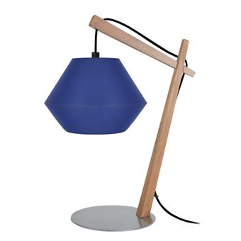 Candeeiro de Mesa Tosel Belfort Cone | 29 cm | 1 Luzes - Madeira Natural e Azul - 1