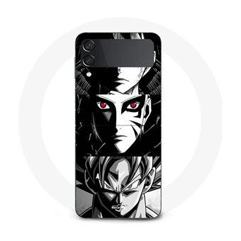 Capa Maniacase para Samsung Galaxy Z Flip3 Sangoku Naruto Luffy One Piece Dragon Ball Z Fundo Preto E Branco, Anime Manga - 1