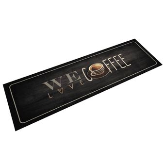 Tapete de cozinha lavável vidaXL | 45x150 cm | veludo texto café - 1