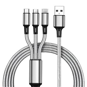 Cabo 3 em 1 Universal Klack | 1 metro | conectores MicroUSB, Lightning e Tipo-C - 1