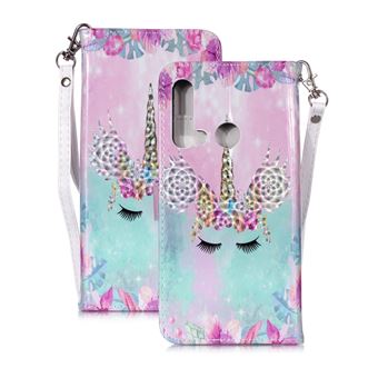 Capa Magunivers PU Impressão Padrão com Apoio Rosa e Ciano para Huawei P20 Lite 2019/Nova 5I