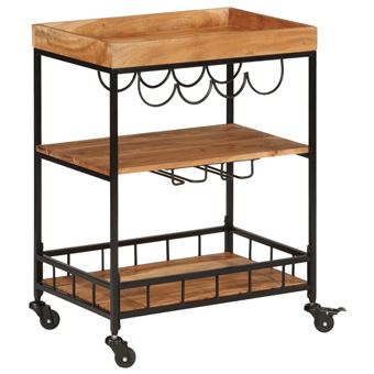 Carrinho de bar vidaXL | 60x40x80 cm | madeira de acácia maciça e ferro - 1