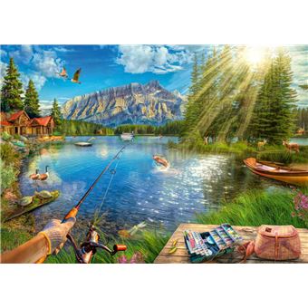 Puzzle Ravensburger Panorâmico Life at the Lake | 1000 Peças - 1