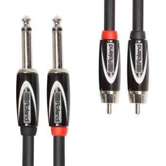 cabo de áudio Roland RCC-3-2R28 1m 2 x 6.35mm TS 2 x RCA Preto - 1
