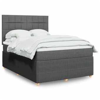 Cama com molas/colchão vidaXL | 160x200 cm | tecido cinzento-escuro - 1