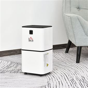 Desumidificador Elétrico HOMCOM | Portátil | Temporizador de Baixo Ruído | 178 W | 15-25 m² - Branco