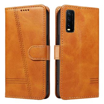 Capa FOXDOCK para VIVO Y20/Y20S/Y20A | Fecho Magnético | Compartimentos para Cartões e Suporte | Pele PU | À Prova de Choque | Amarelo - 1