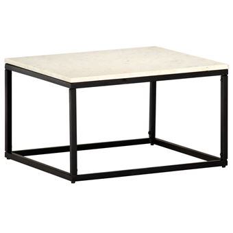 Mesa de Centro vidaXL 60x60x35cm pedra genuína textura mármore branco - 1