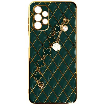 Capa Geométrica Avizar para Samsung Galaxy A32 5G com correia de trevo de 4 folhas - Verde - 1