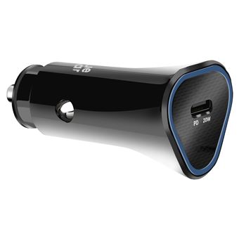 Carregador de Carro Blue Star | 20W | USB-C + Cabo USB-C | Fornecimento de Energia | Preto - 1