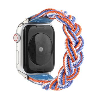 Bracelete de Nylon HSMY Extensível Trançado para Apple Watch Series 6/ SE/ 5/ 4 | 40 mm - Azul&Branco&Laranja - 1