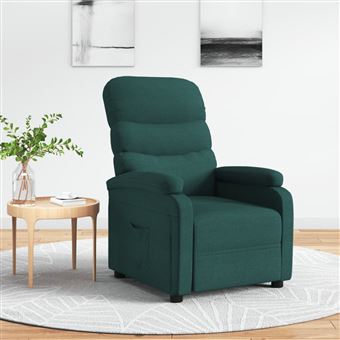 Poltrona reclinável vidaXL | tecido verde-escuro - 1