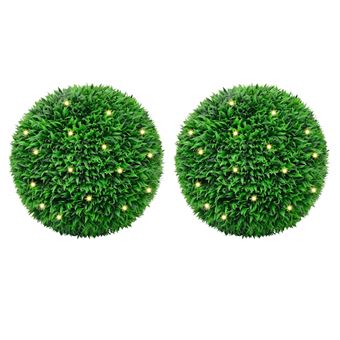 Bolas artificiais de buxo com luzes LED vidaXL | 2 Peças | verde 55 cm - 1
