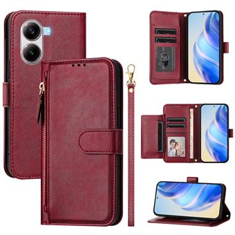 Capa FOXDOCK para Xiaomi POCO X7 Pro 5G | Pele PU com Fecho | Porta-Cartões | Alça de Mão | Vermelho - 1