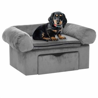 Sofá para Cães vidaXL com gaveta 75x50x38 cm pelúcia cinzento - 1